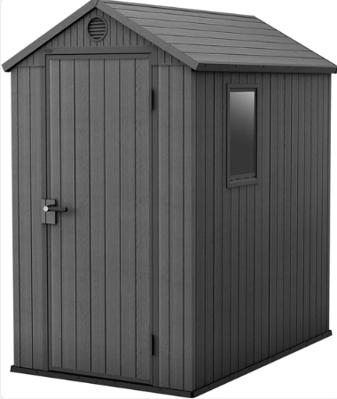 6 × 4 Ft Outdoor Apex Single Door Garden Storage Shed – Grey Wood-Effect